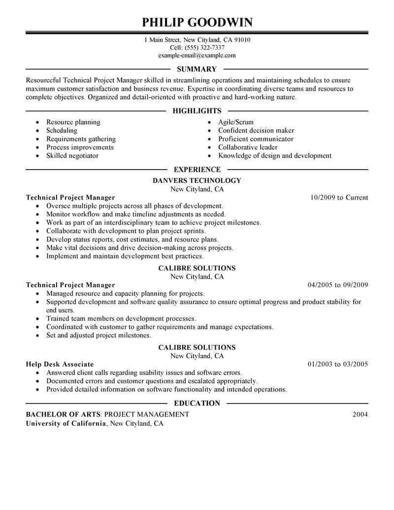 Technical Project Manager Resume Sample Best Technical Project Manager Resume Example Livecareer