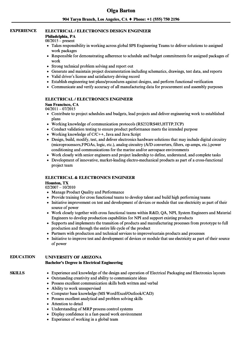  Technical Skills For Electrical Engineer Resume Williamson ga us