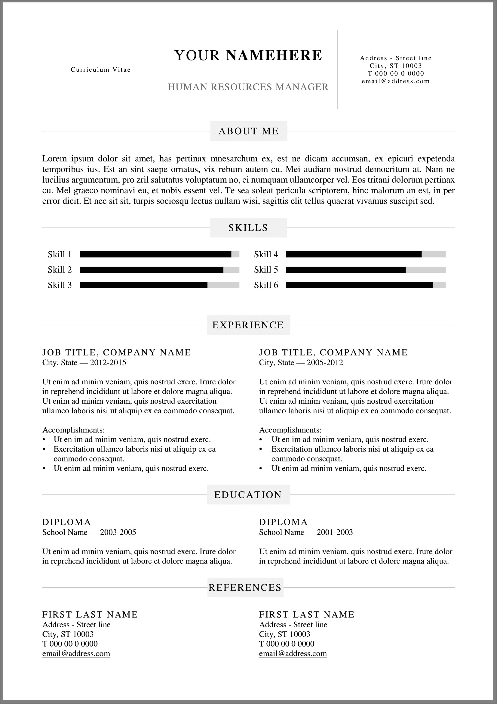 free resumes template to download on microsoft word