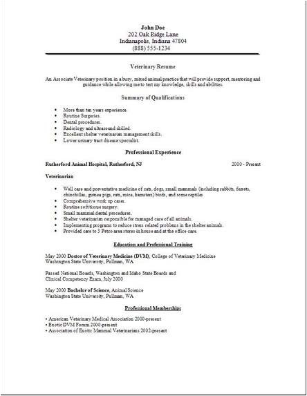 Veterinary Resume Samples Curriculum Vitae Curriculum Vitae Example