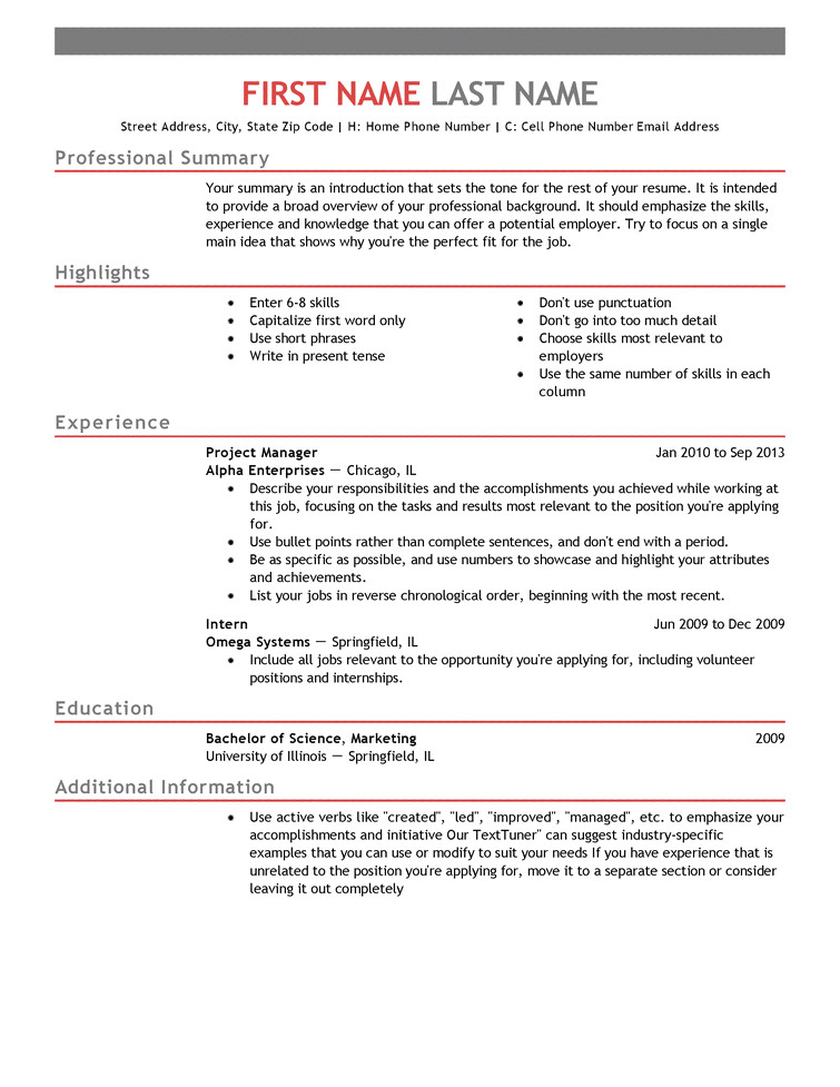 What Basic Elements Should Be Included On A Resume Free Professional Resume Templates Livecareer