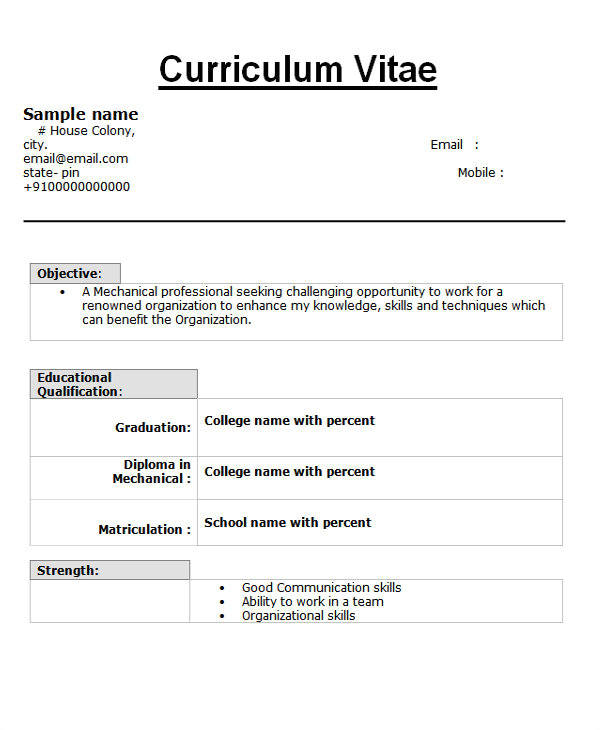 What is the format Of Resume for A Fresher 45 Fresher Resume Templates Pdf Doc Free Premium
