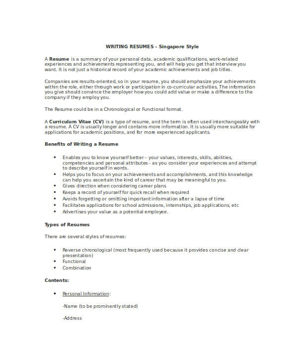 Writing A Basic Resume Free 7 Resume Writing Examples Samples In Pdf Doc