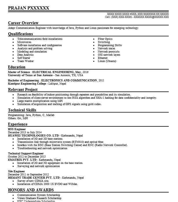 Zte Bss Engineer Resume Senior Bss Engineer Resume Example Huawei