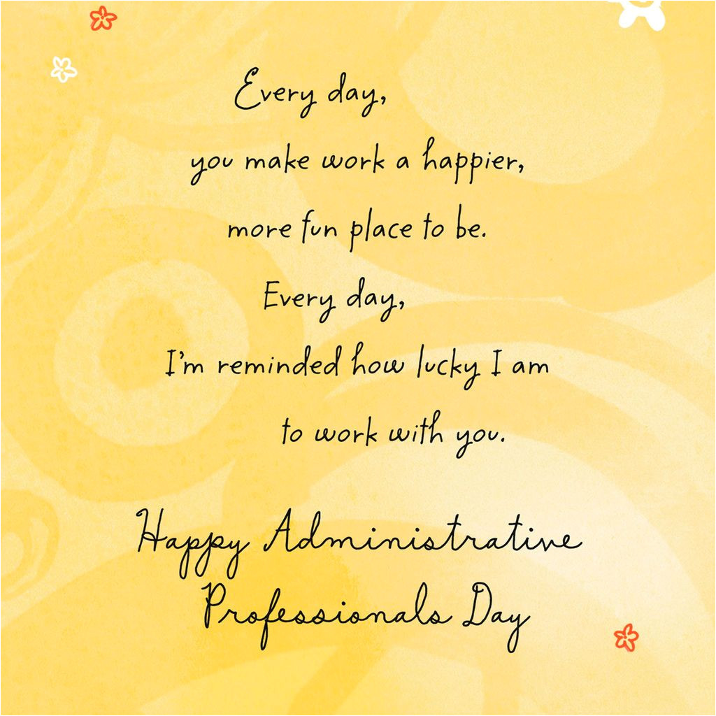 Administrative Professional Day Card Messages Lucky to Work with You Administrative Professionals Day Card