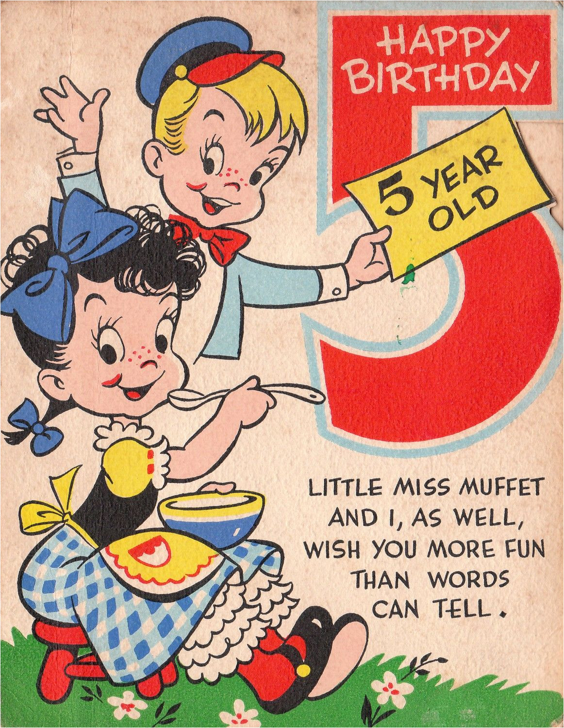 Beautiful Words for Birthday Card Happy Birthday Wishes From Little Miss Muffet Vintage