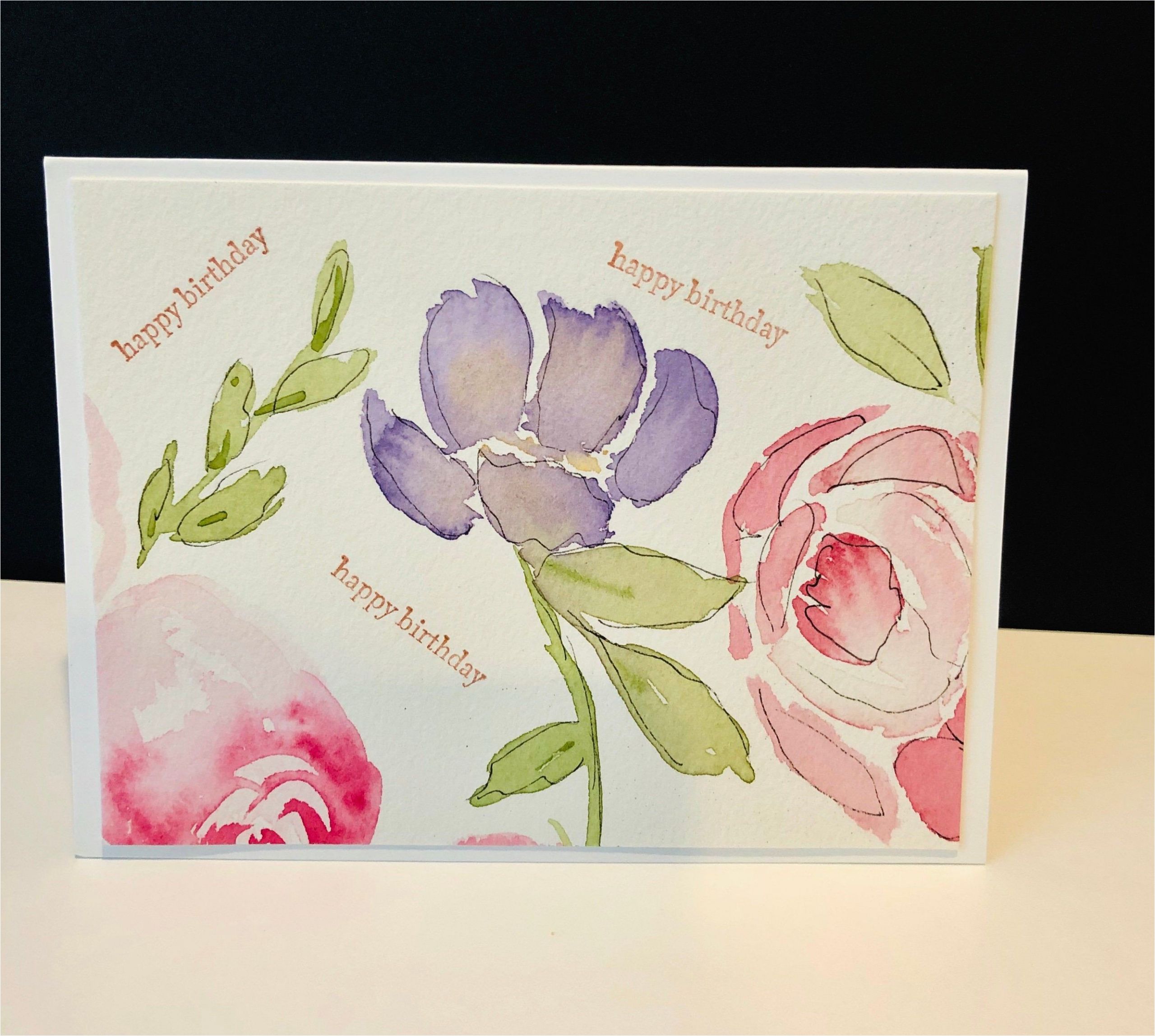 Birthday Card with Photo Editing Watercolor Greeting Card Happy Birthday Card Hand Painted