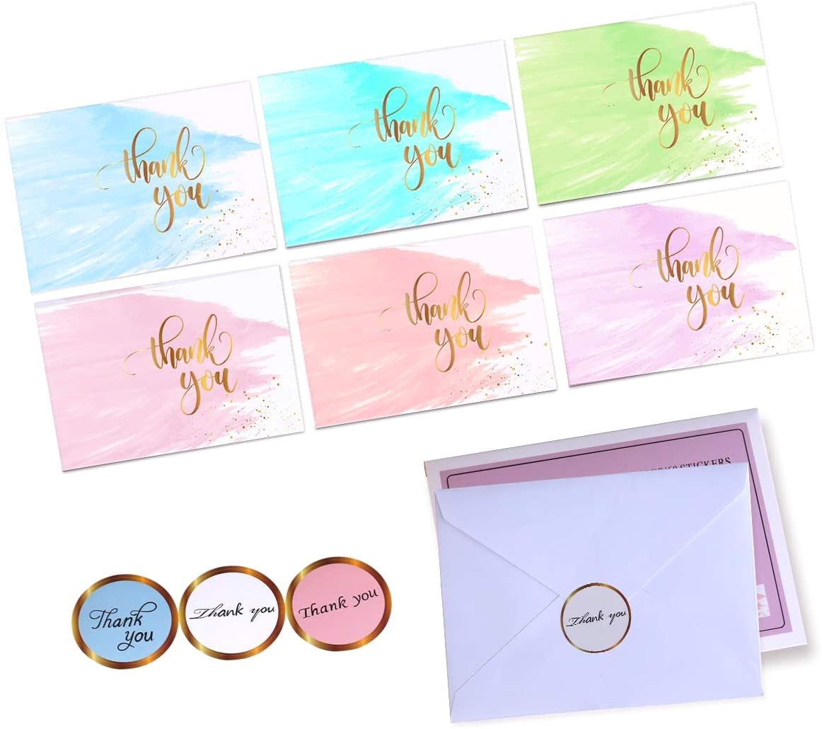 Blank Card and Envelopes Bulk Thank You Cards with Envelopes Watercolor Thank You Notes Greeting Cards 48 Set Bulk Blank for All Occasions Birthday Gifts Teacher Business Wedding