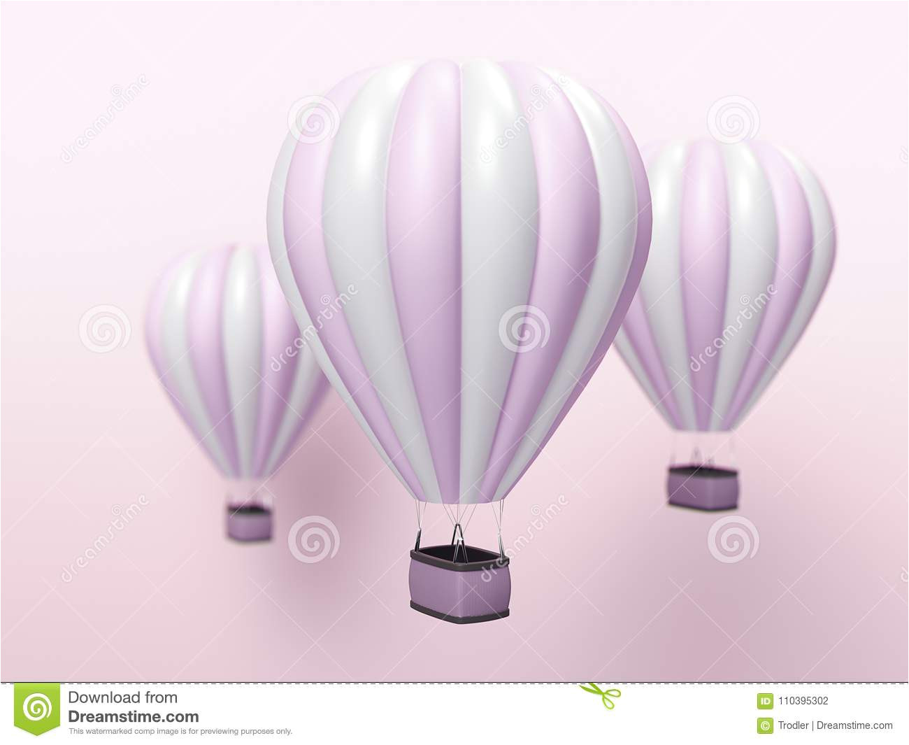 Blank Card Hot Air Balloon Hot Air Balloon White and Pink Stripes Colorful Aerostat On