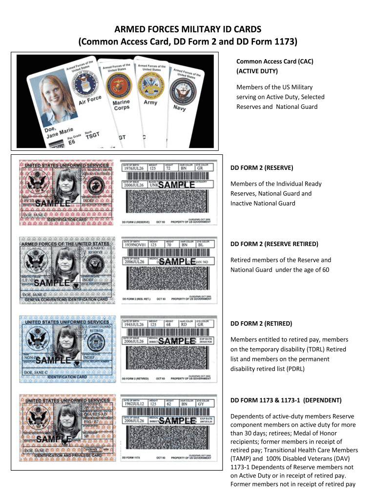 Blank Military Id Card Template Dd form 1173 Fill Online Printable Fillable Blank