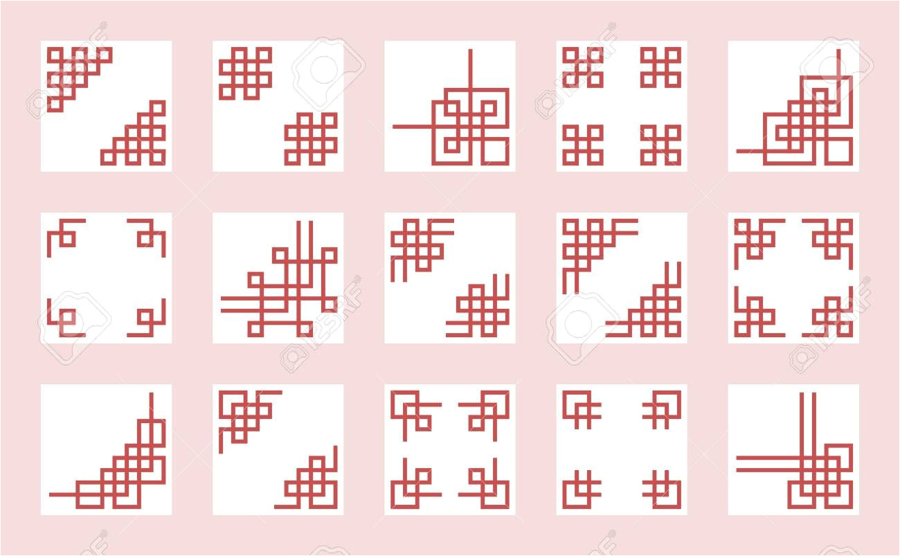 Border Design for Greeting Card Chinese Knots Border and Frame for Use In Greeting Card