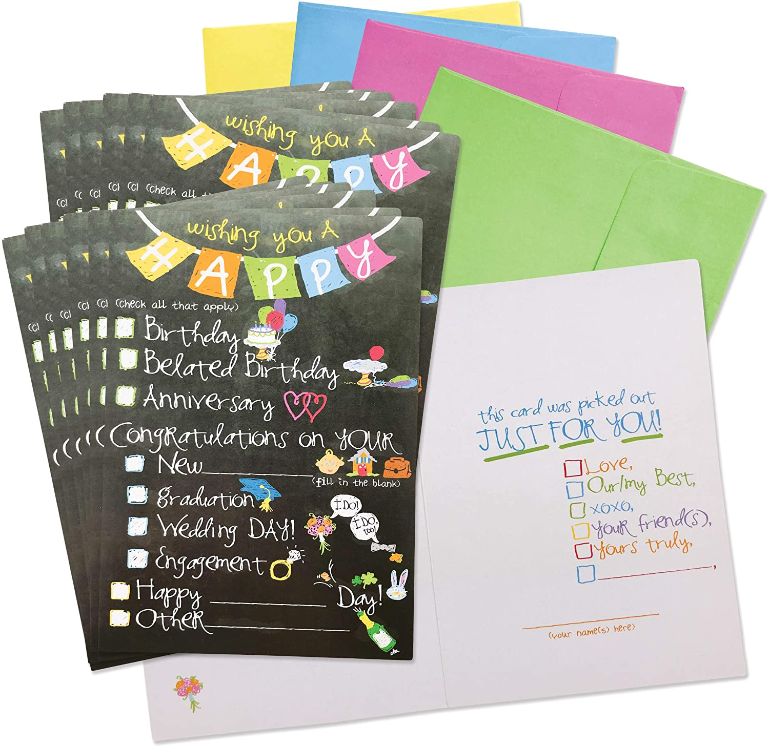 Card Making Handmade Greetings for All Occasions Greeting Cards for All Occasions 48 Piece Boxed Set Includes Cards Gift Tags Gift Stickers Checkbox Card for All Occasions