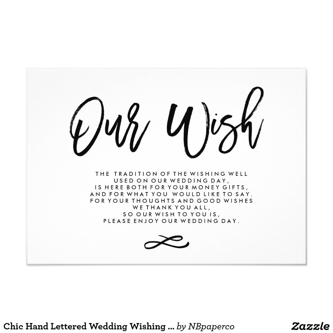 Card to Bride On Wedding Day Chic Hand Lettered Wedding Wishing Well Enclosure Card
