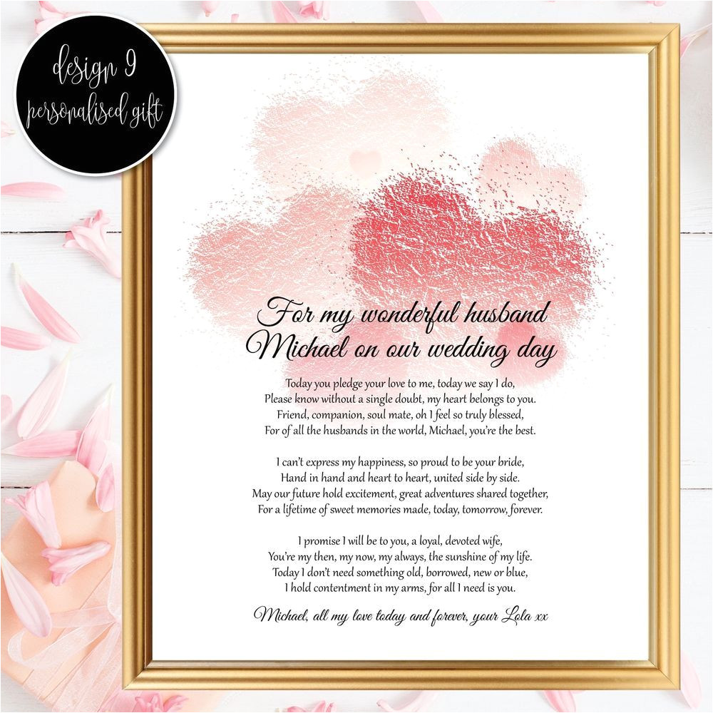 Card to Groom On Wedding Day Bride to Groom Gifts Wedding Day Poem Husband Wedding