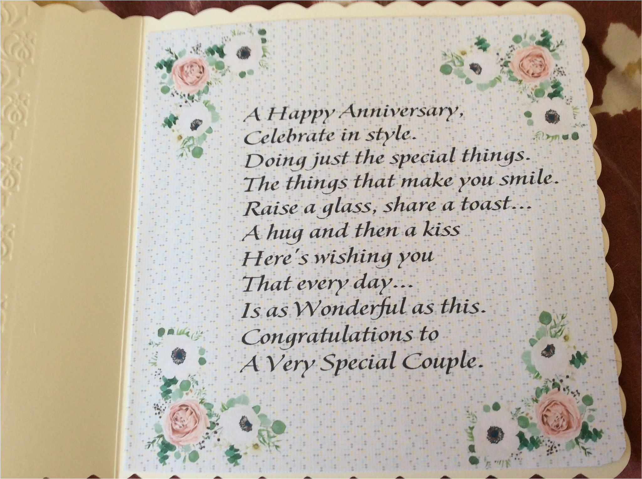 Card Verses for Golden Wedding Verse Inside the Floral Anniversary Card Anniversary Cards