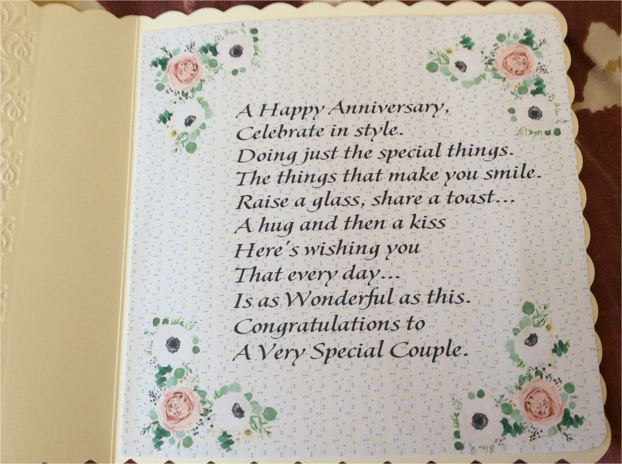 Card Verses for Wedding Anniversary Verse Inside the Floral Anniversary Card Anniversary Cards