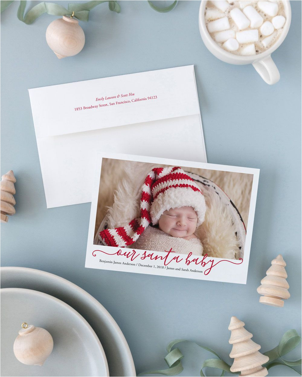 Christmas Card and Birth Announcement Our Santa Baby Holiday Photo Card by Meredith Collie for