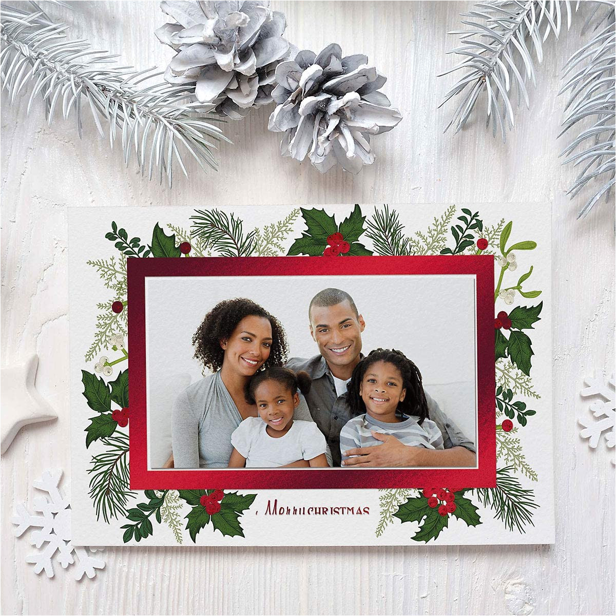 Christmas Card Inserts 6 X 6 Deluxe Christmas Card Holly Photo Frames Red Foil Set Of