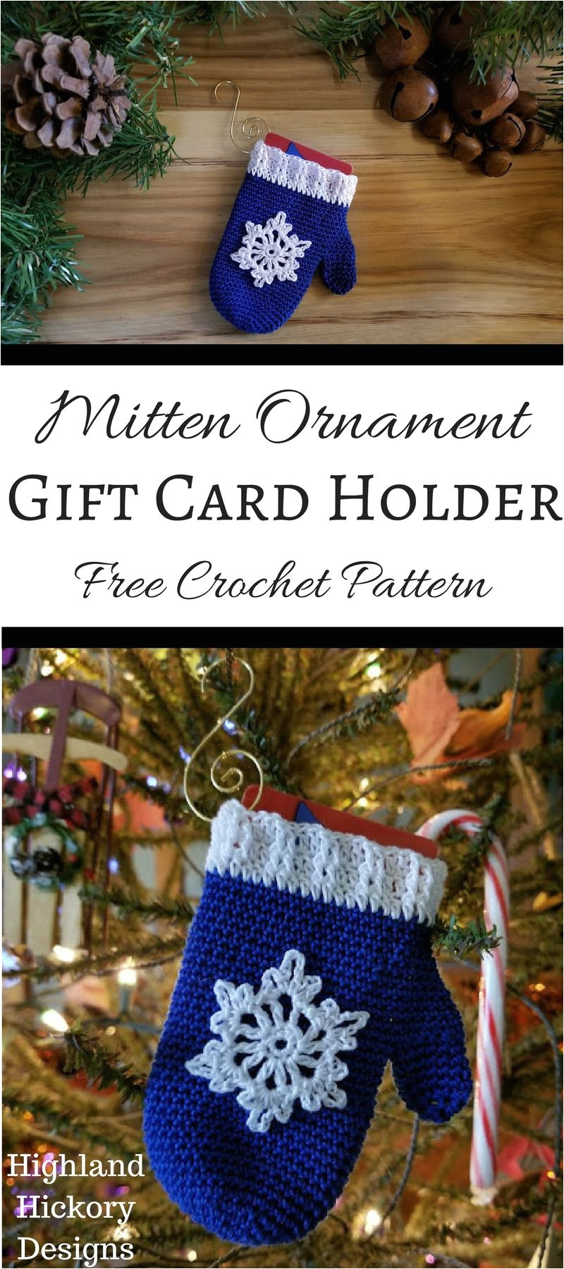 Christmas ornament Gift Card Holder Mitten ornament Gift Card Holder Crochet Christmas Gifts