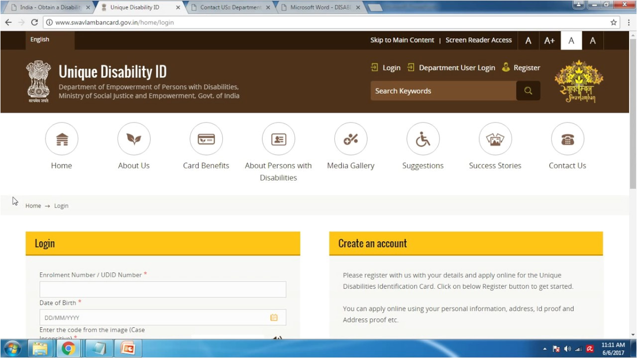 Disability Unique Id Card Registration India Apply for Disability Card Unique Disability Identity Card Udid In Engllish