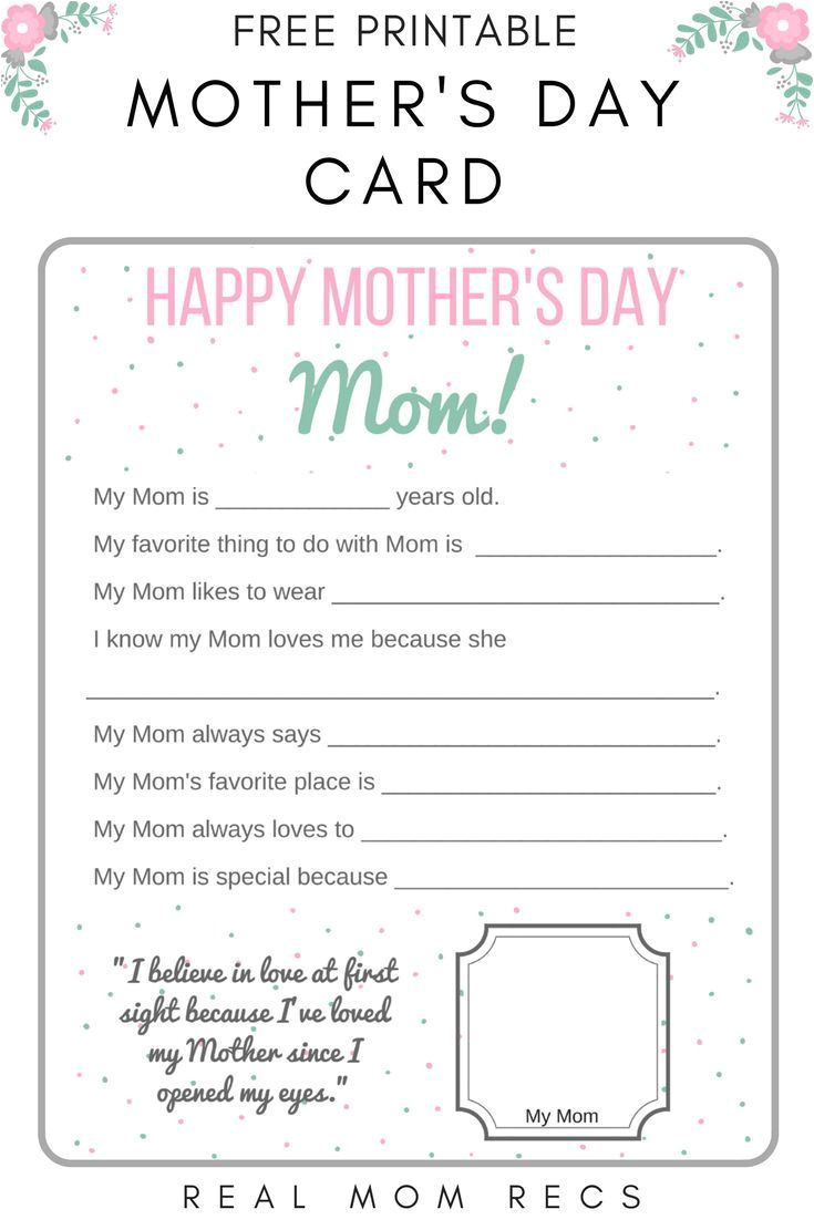 Diy Mother S Day Card Printable Free Printable Mother S Day Cards for Kids to Make for Mom