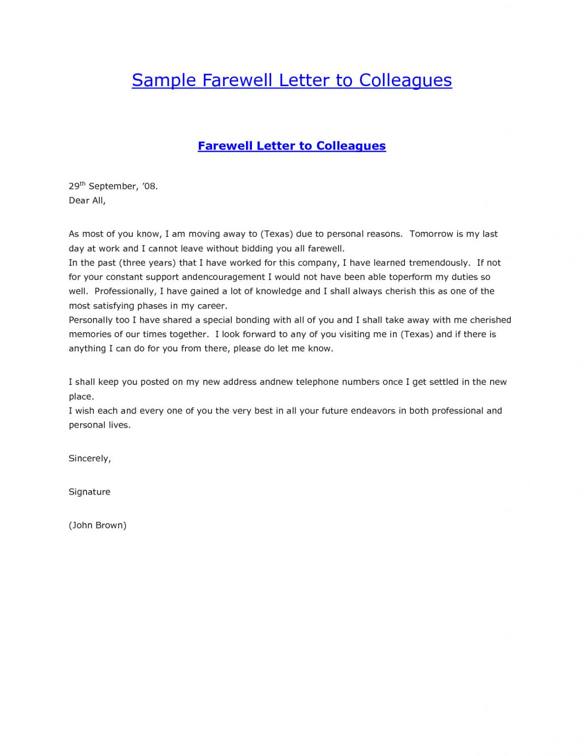Farewell Thank You Card to Boss Sample Farewell Letter ...