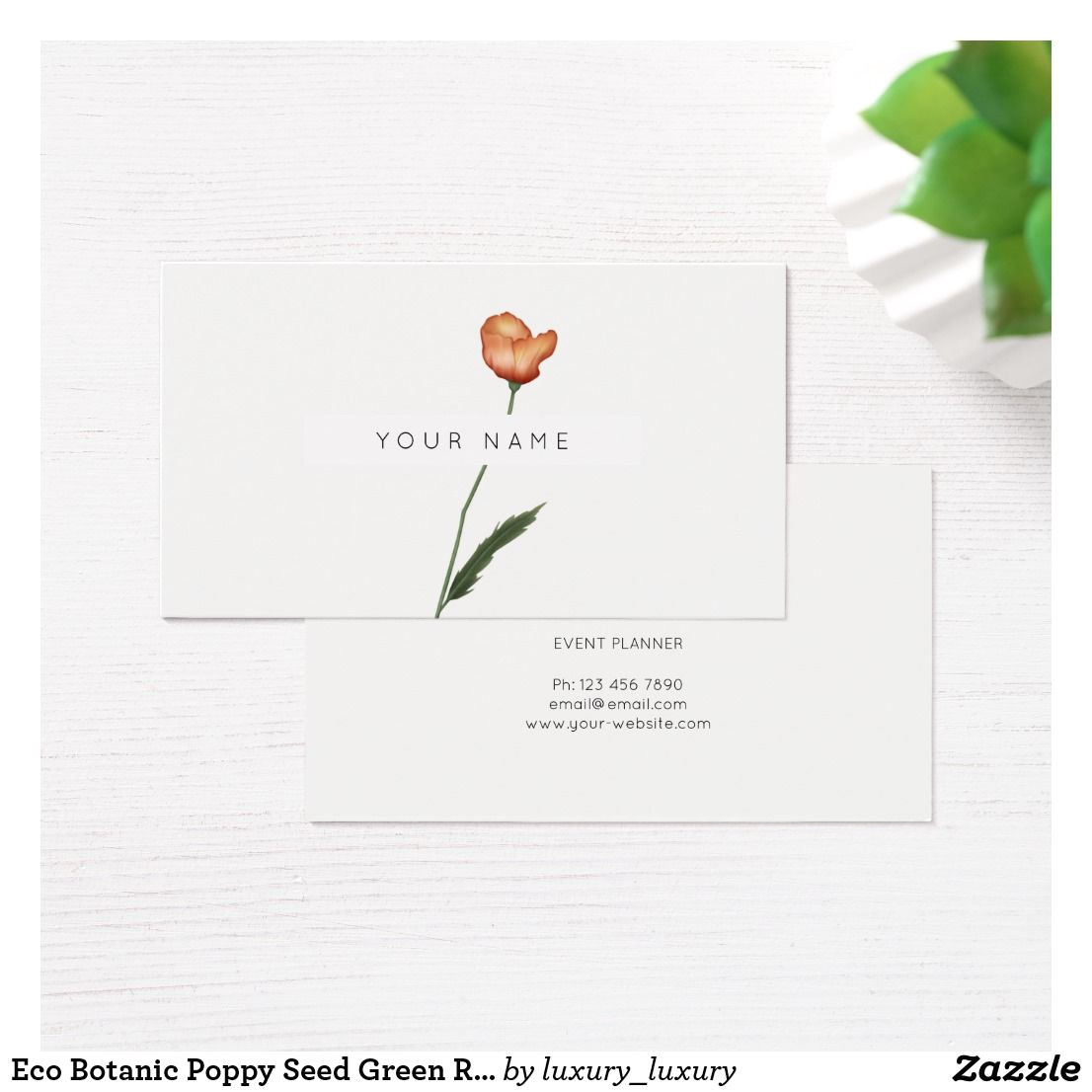 Flower Card Company Co Uk Eco Botanic Poppy Seed Green Roses Flowers Business Card