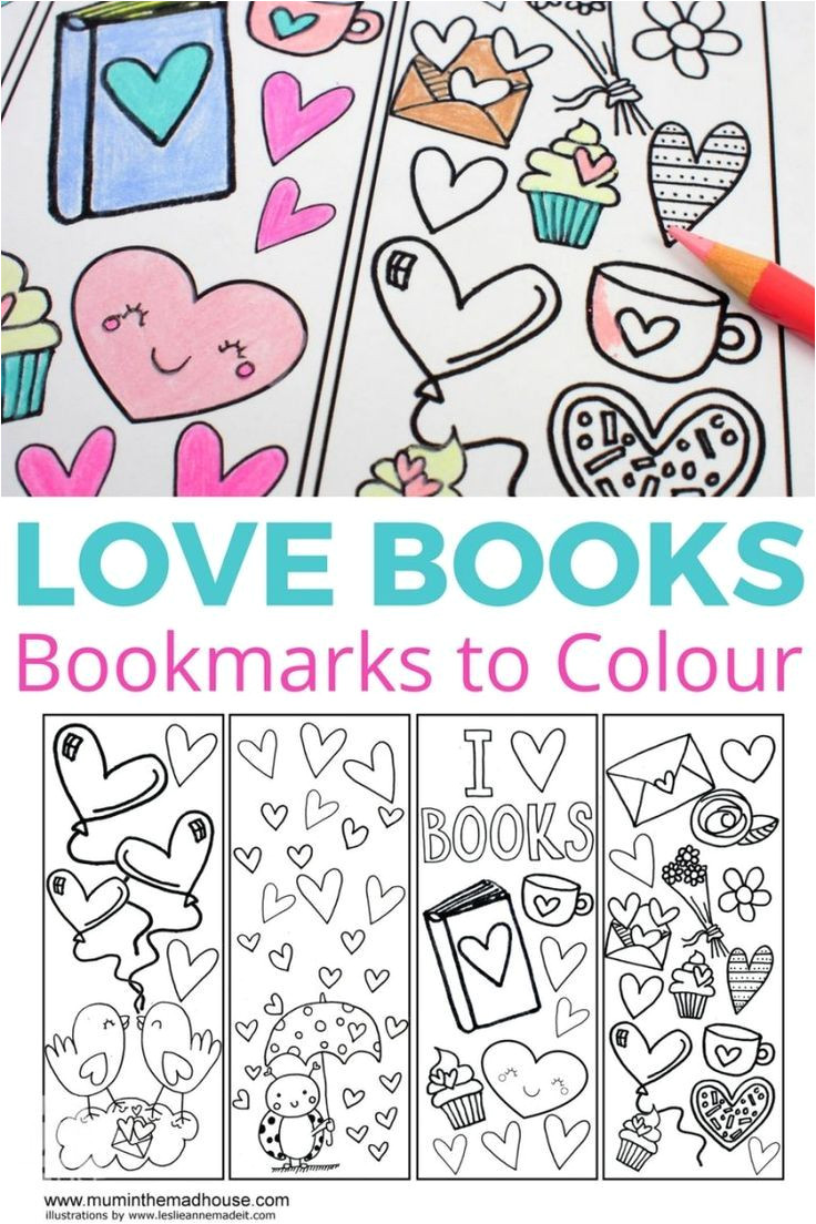 Free Valentine Card Printables for Kindergarten Love Books Free Colouring Bookmarks Bookmarks Kids