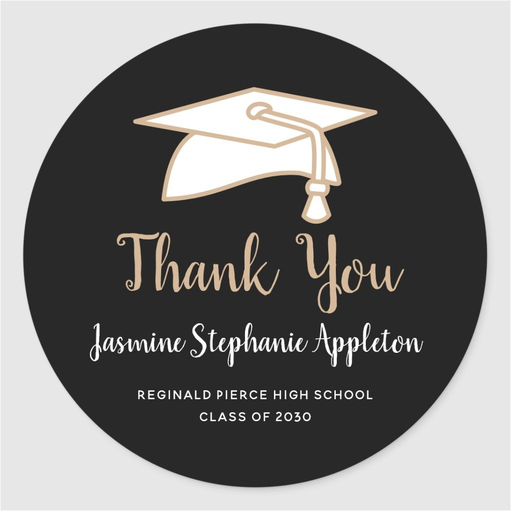 Graduation Thank You Card Template Black Gold Graduation Thank You ...