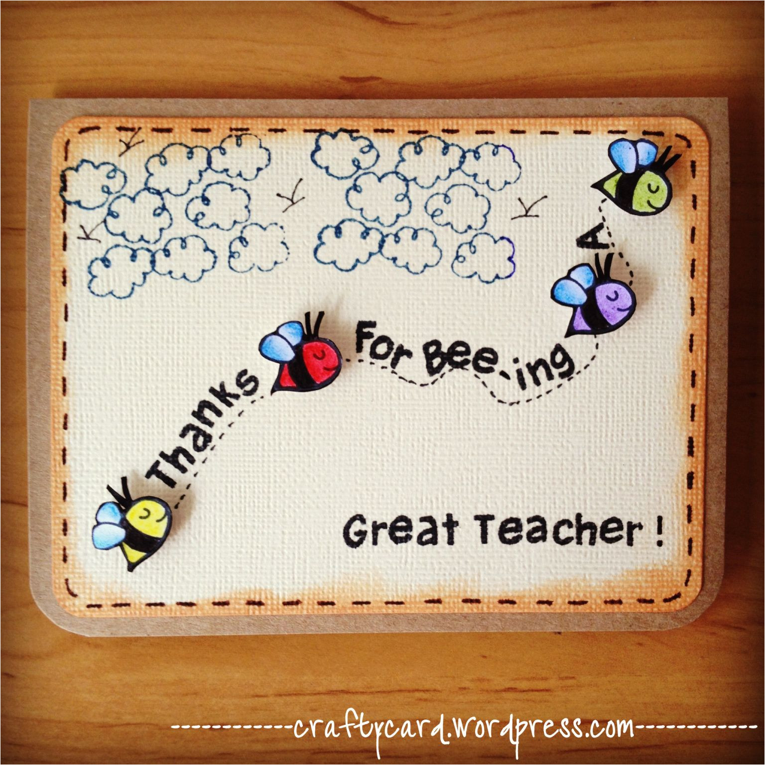 Handmade Card Designs for Teachers Day M203 Thanks for Bee Ing A Great Teacher with Images