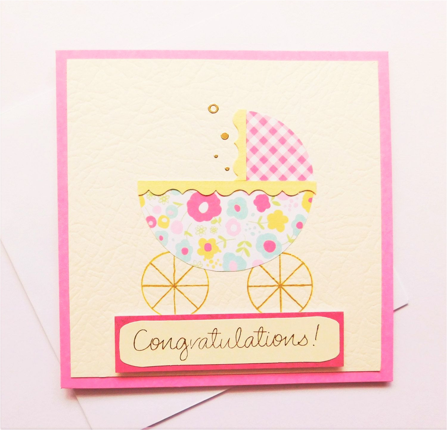 Handmade Card for A Baby Girl New Baby Congratulations Card Handmade Baby Girl Welcome