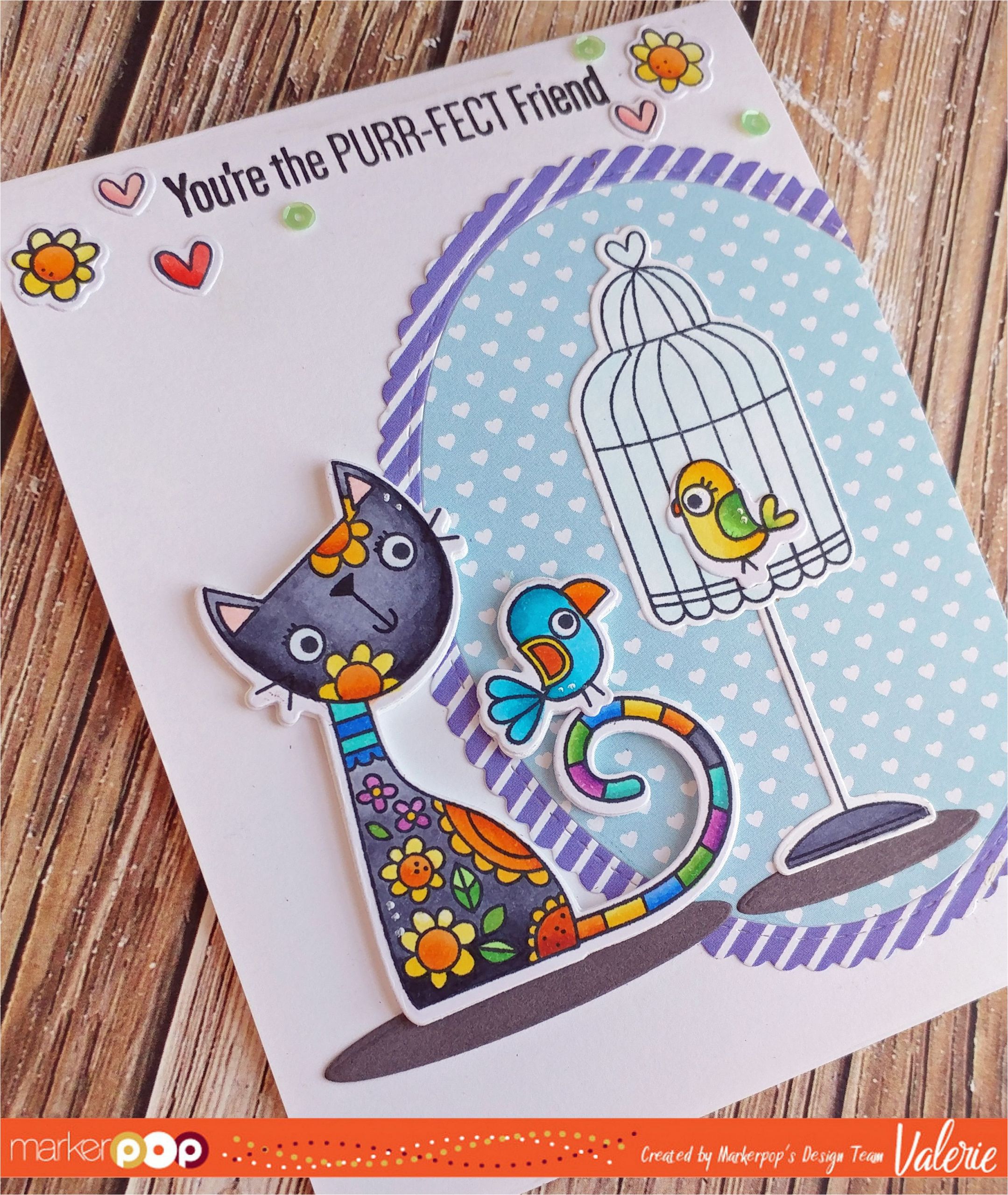 Handmade Card for A Friend Purr Fect Friend Cards for Friends Greeting Cards