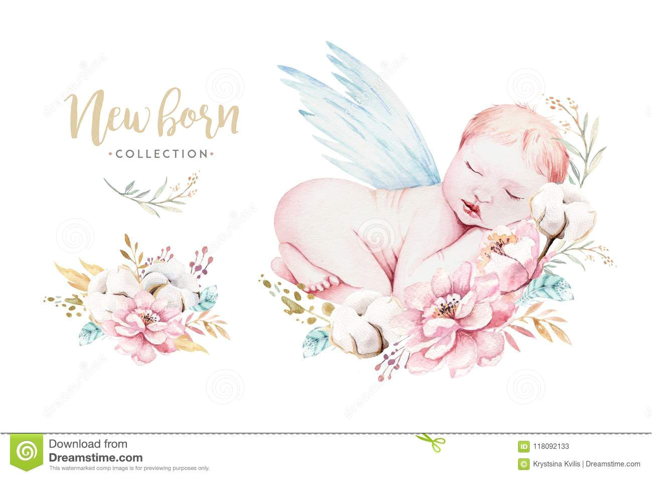 Handmade Card for A Newborn Baby Boy Cute Newborn Watercolor Baby New Born Child Illustration