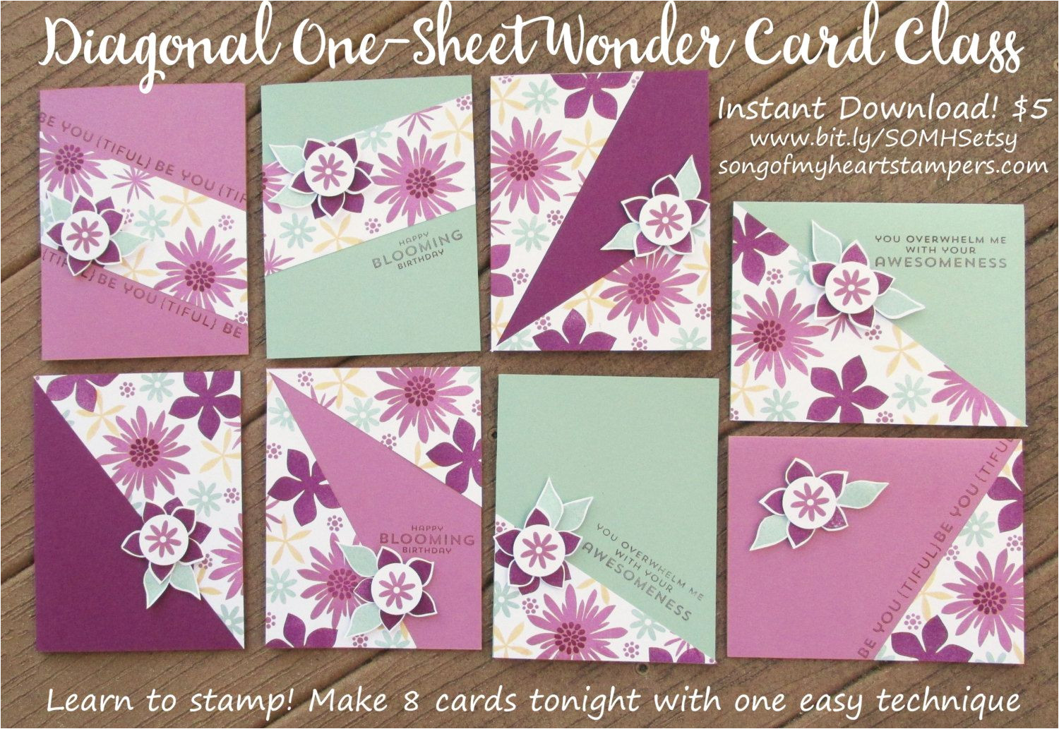 Handmade Card Templates Free Download Diagonal One Sheet Wonder Cardmaking Class Instant Digital