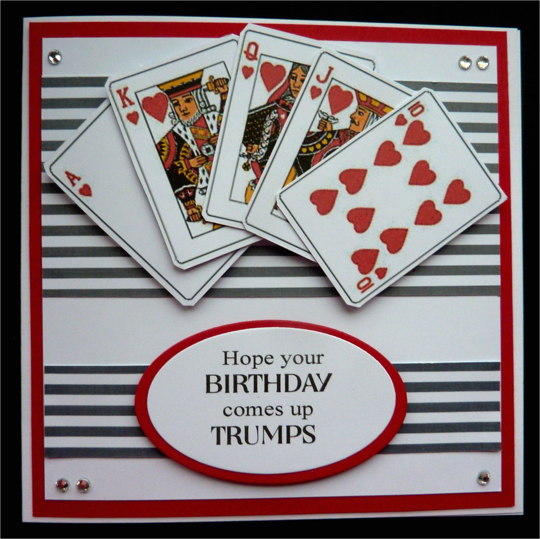 Happy Birthday Card Name Edit S459 Hand Made Birthday Card Using Playing Card Images