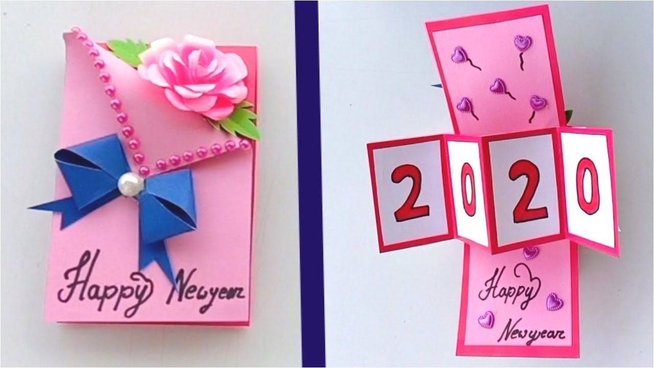 Happy New Year Greeting Card Handmade How to Make Happy New Year Card 2020 New Year Greeting