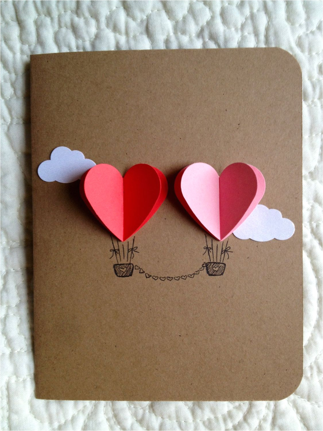 Ideas for Wedding Anniversary Card Couple Heart Hot Air Balloon Card Red Pink Cards