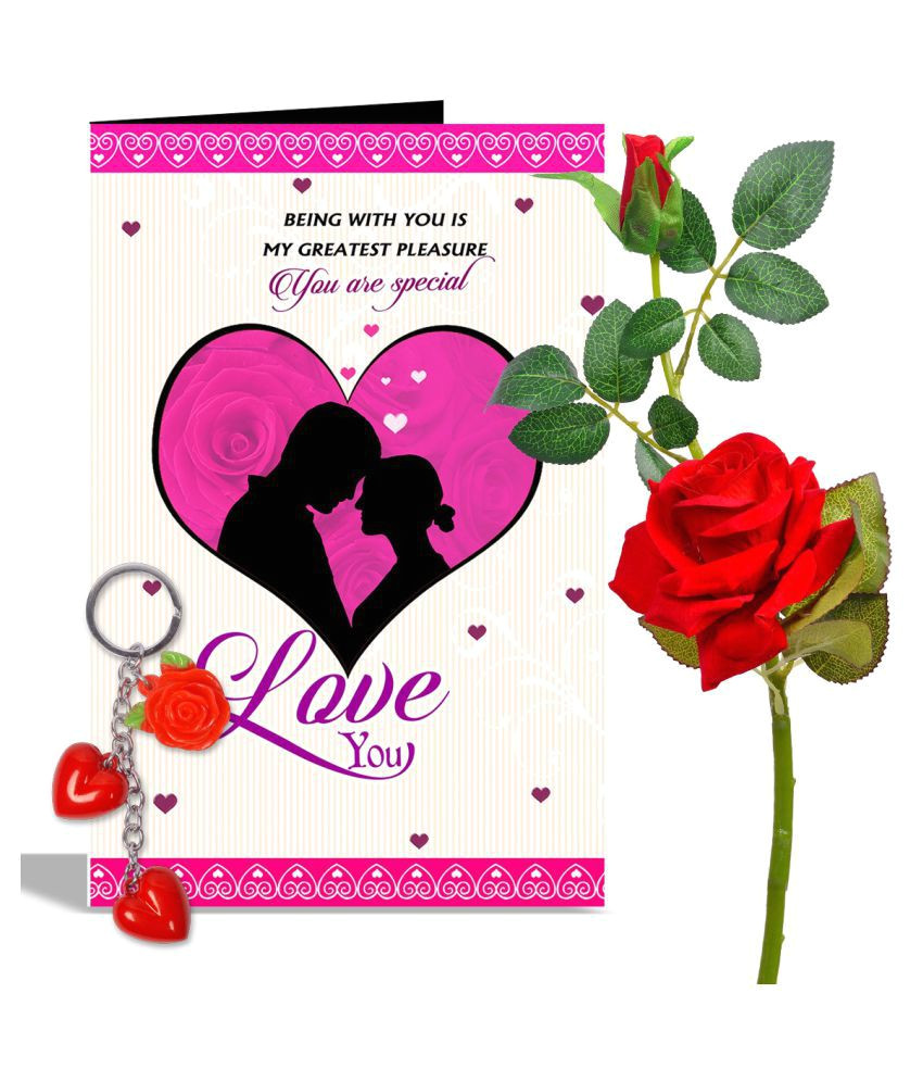Key to My Heart Anniversary Card You are Special Love You Rose Day Greeting Card Red Flowers with Heart Key Ring Hampers