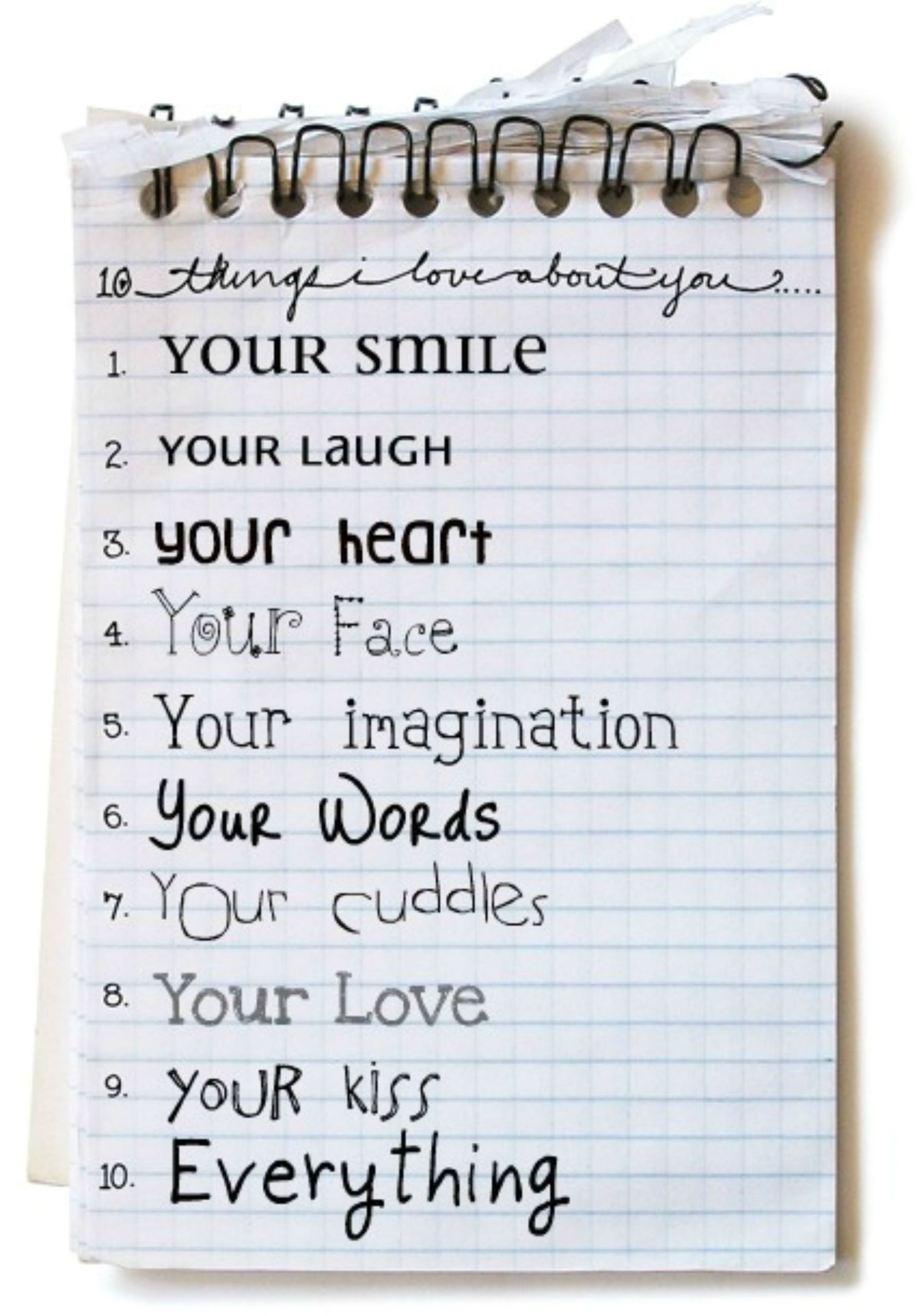 Love Words to Write In A Card 10 Things I Love About You with Images Cards for