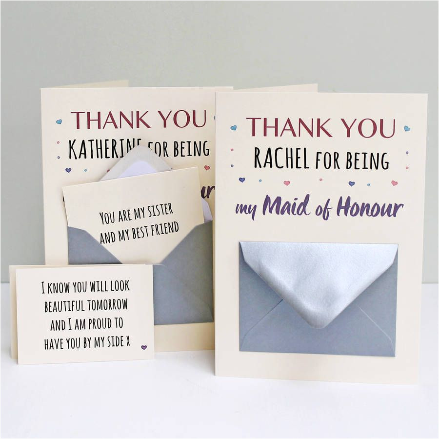 Maid Of Honour Thank You Card Maid Of Honour Thank You Secret Messages Card Message Card
