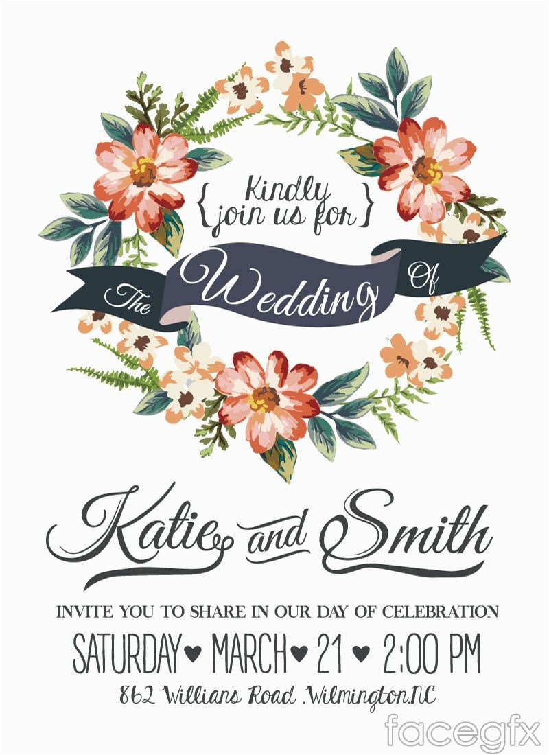 Marriage Invitation Card format In English Pdf Watercolor Floral Wedding Invitation Card Vector for Free