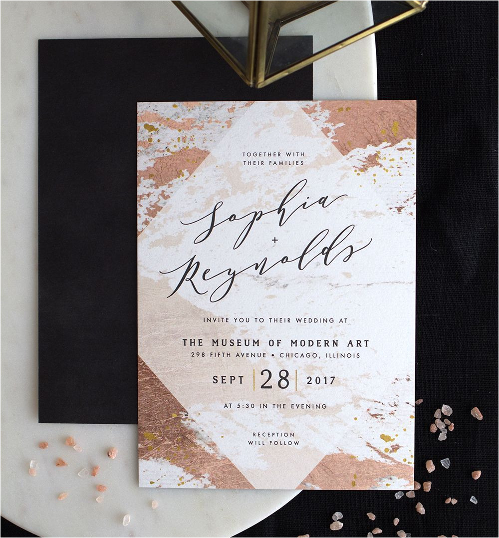 Modern Wedding Invitation Card Design Modern Abstract Wedding Invitation In Rose Gold