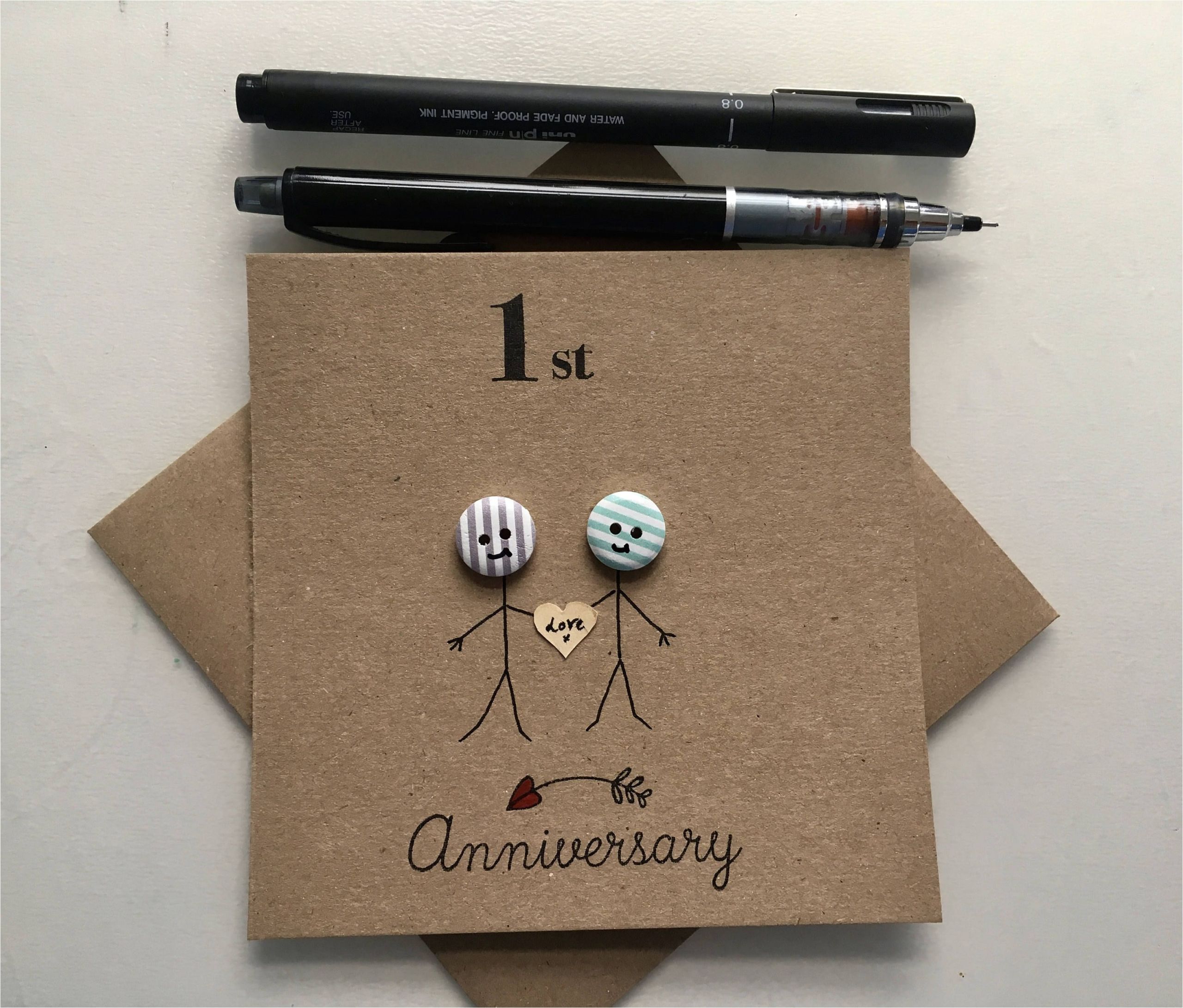 One Year Anniversary Card Handmade 1st Anniversary Card Happy Anniversary Wife Husband Hand