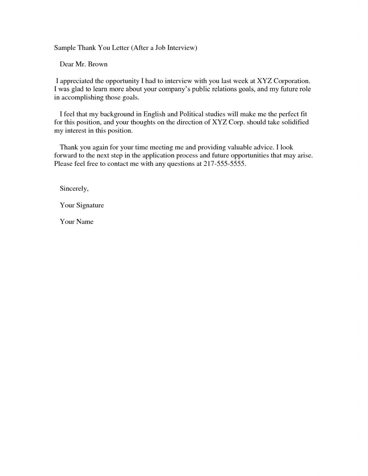 Professional Thank You Card after Interview Thank You Letter after ...
