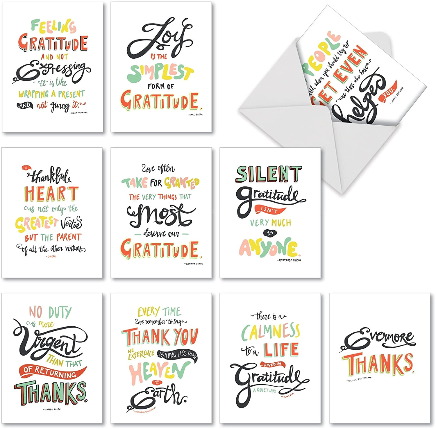 Standard Thank You Card Size Thank You Appreciation Greeting Cards 10 Pack assorted Blank Words Of Appreciation Thankful Note Card Set Colorful Gratitude and Thanks Notecard