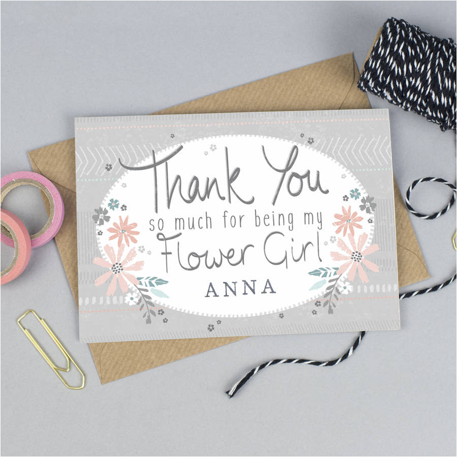 Thank You Card Flower Girl Thank You for Being My Flower Girl Card Personalised