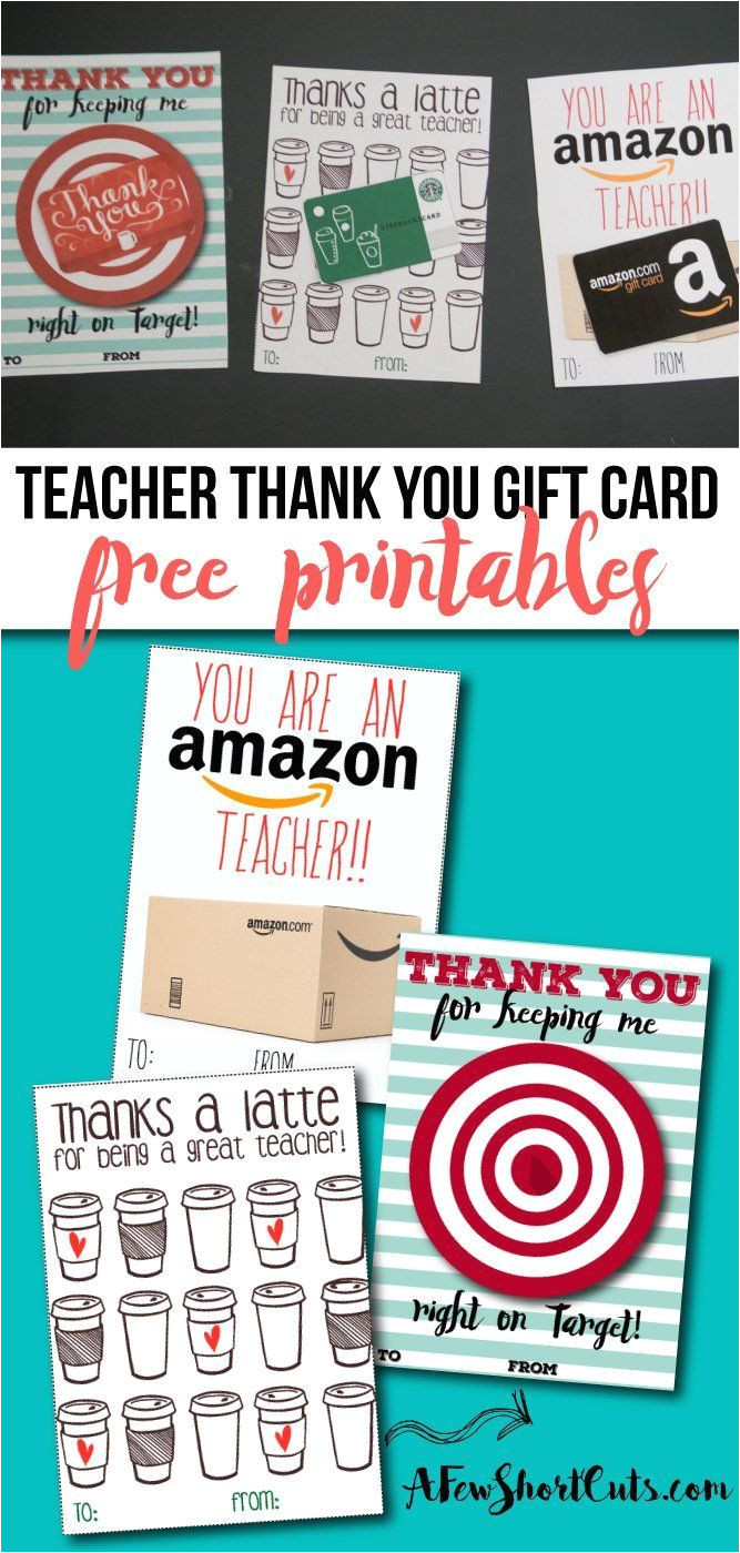 Thank You Card for Gift Card Free Teacher Gift Card Printable Thank You Card Idea Need