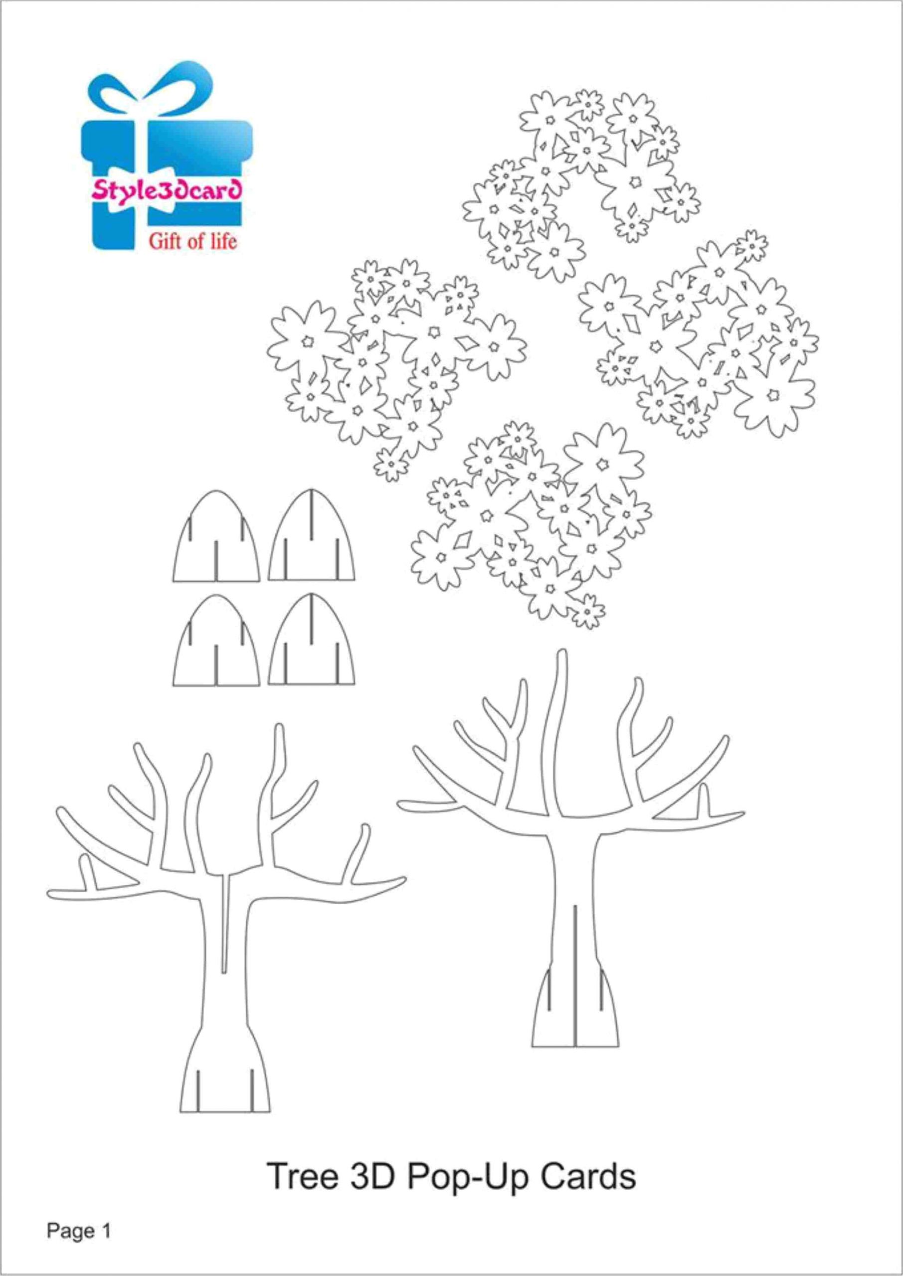 Thank You Pop Up Card Template Tree 3d Pop Up Card Kirigami Pattern 1 Mit Bildern Pop