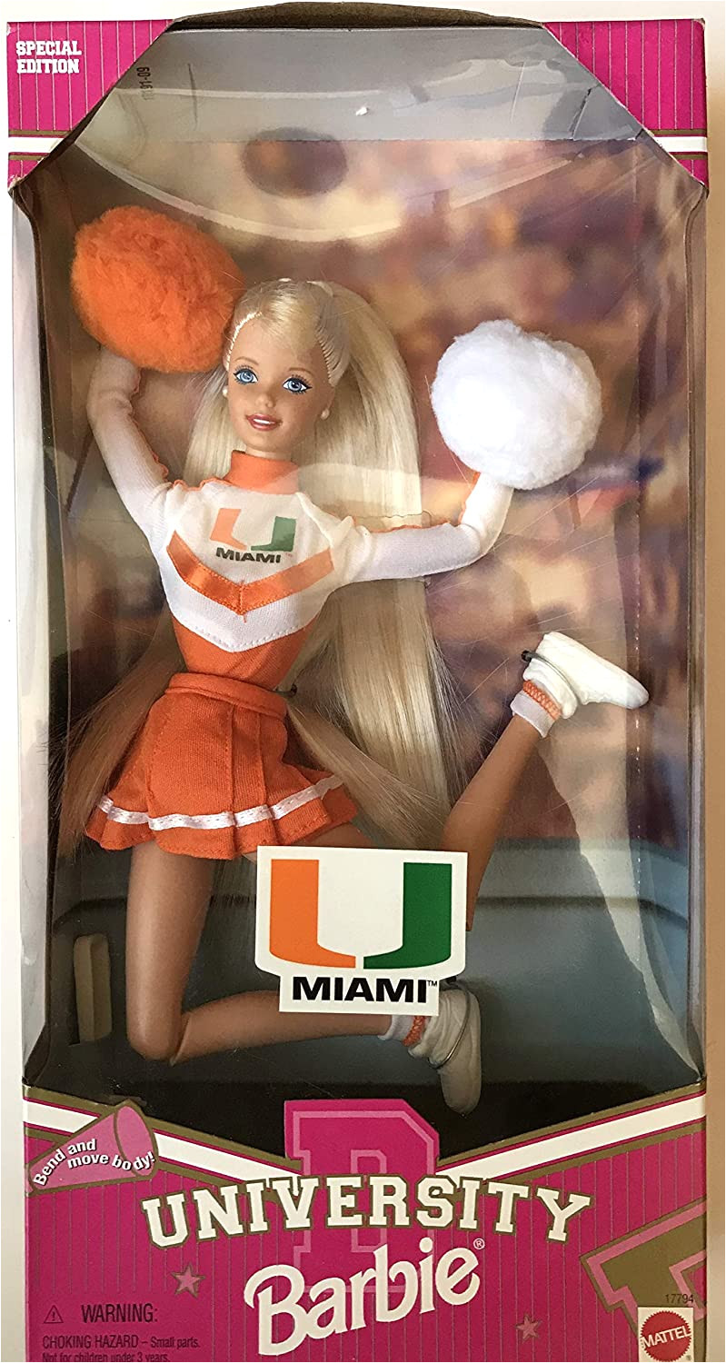 University Of Miami Easy Card University Of Miami Special Edition Cheerleader Barbie Doll