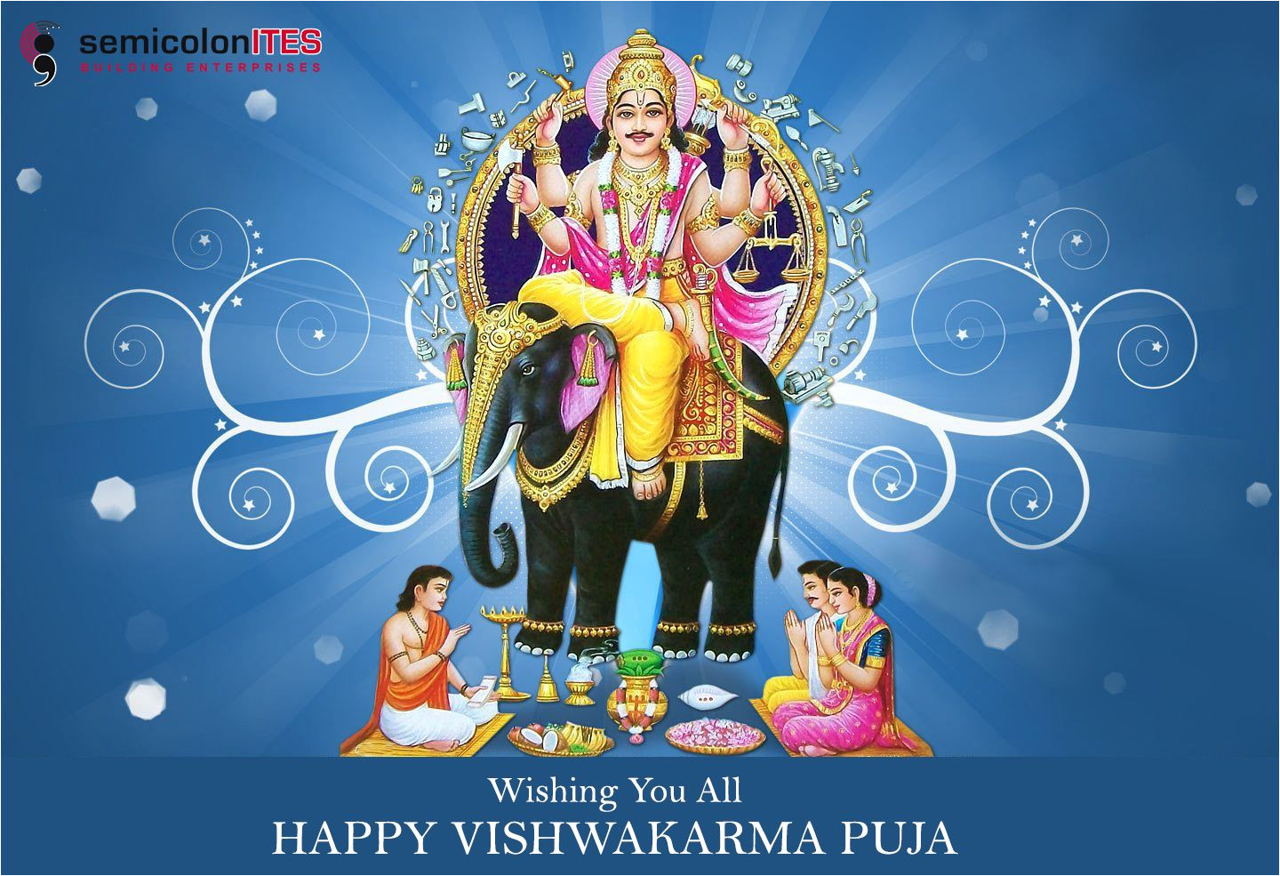 Vishwakarma Puja Invitation Card Sample On the Occasion Of Vishwakarma Team Semicolonites Wish You